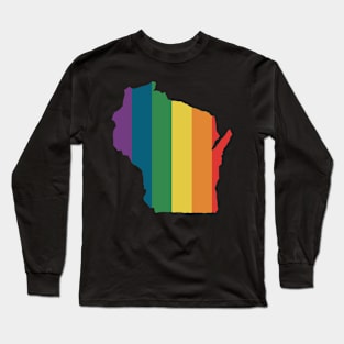 Wisconsin State Rainbow Long Sleeve T-Shirt